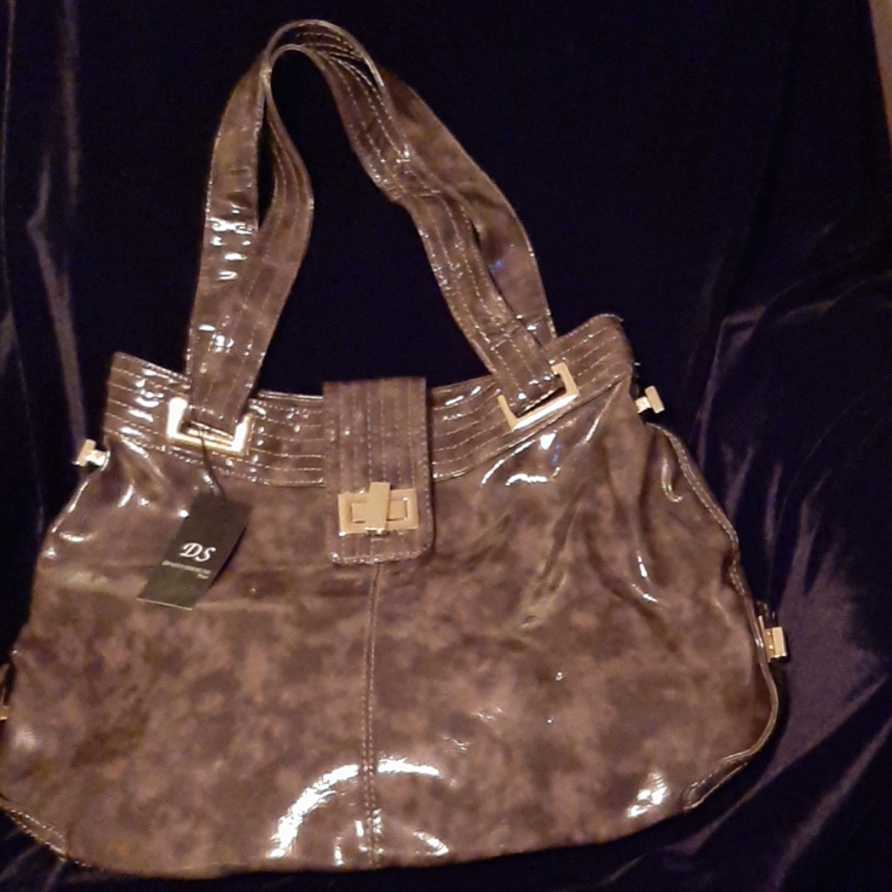 Womens' Dragon Sphere-Grey Patent Purse